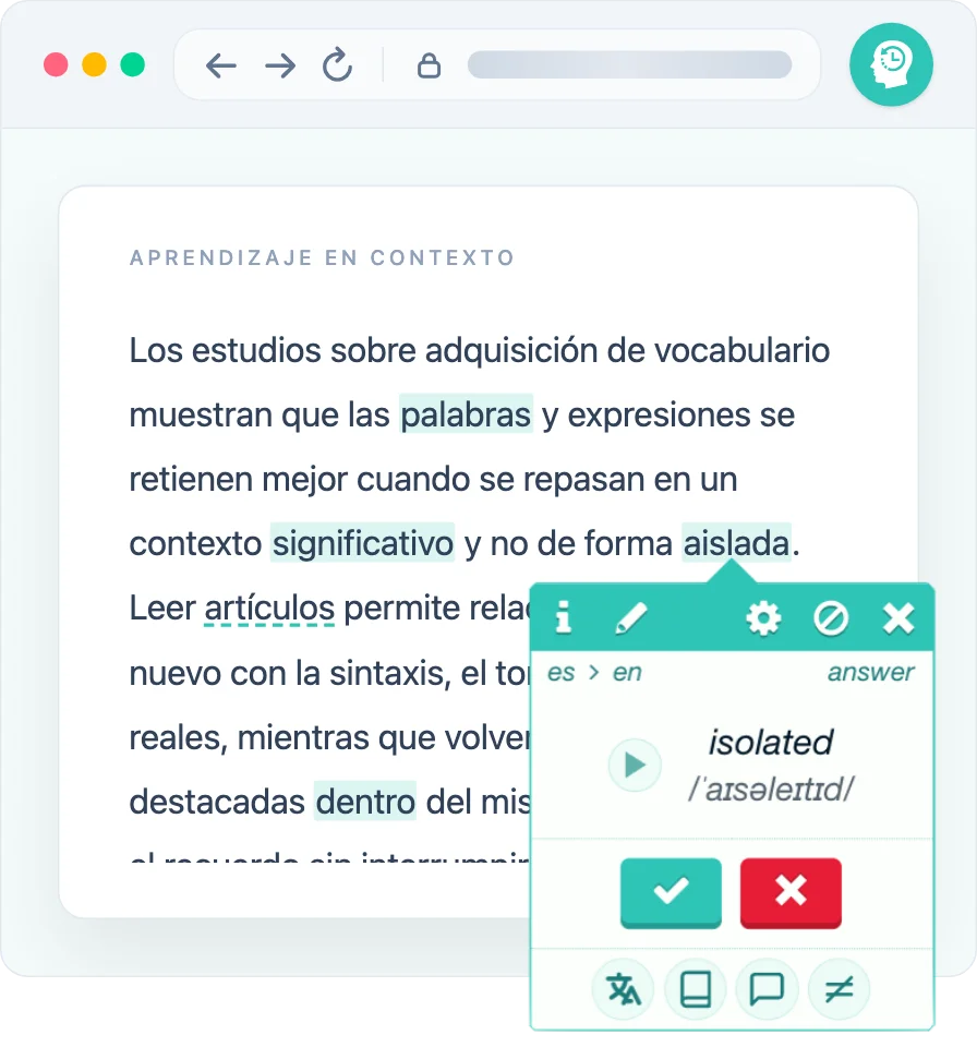 Reviewing a saved highlight directly on a web page with Rememberry